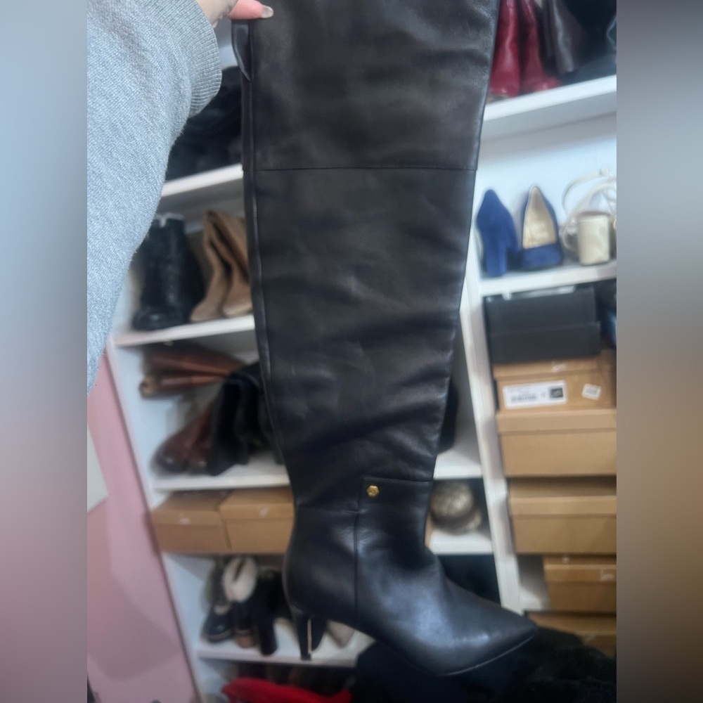 Cole Haan Black Over the Knee Leather Boots